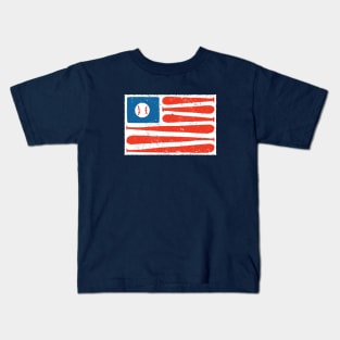 Vintage Baseball American Flag Kids T-Shirt